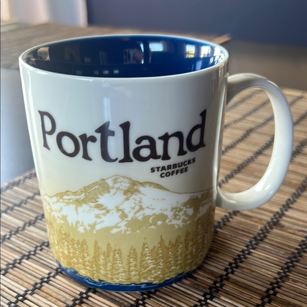 Starbucks Portland Mug - Blue and Gold